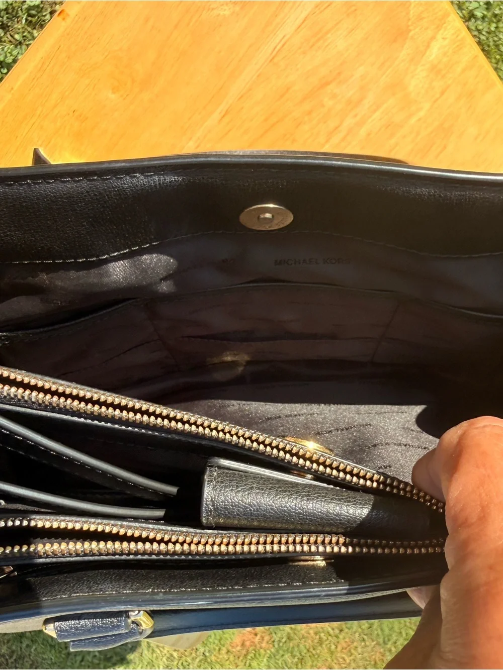 Michael Kors Black Saffiano Top-Handle Satchel / Crossbody Gold Hardware